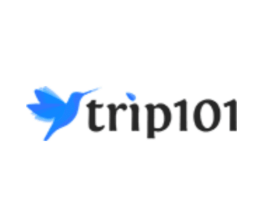 A trip101 logo with a blue bird on it