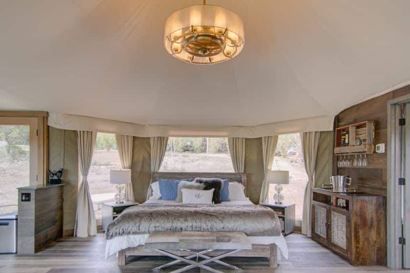 There is a large bed in the middle of the room.