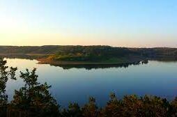 There is a small island in the middle of the lake.