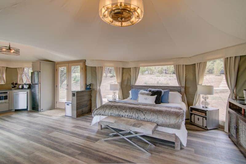 There is a large bed in the middle of the room.