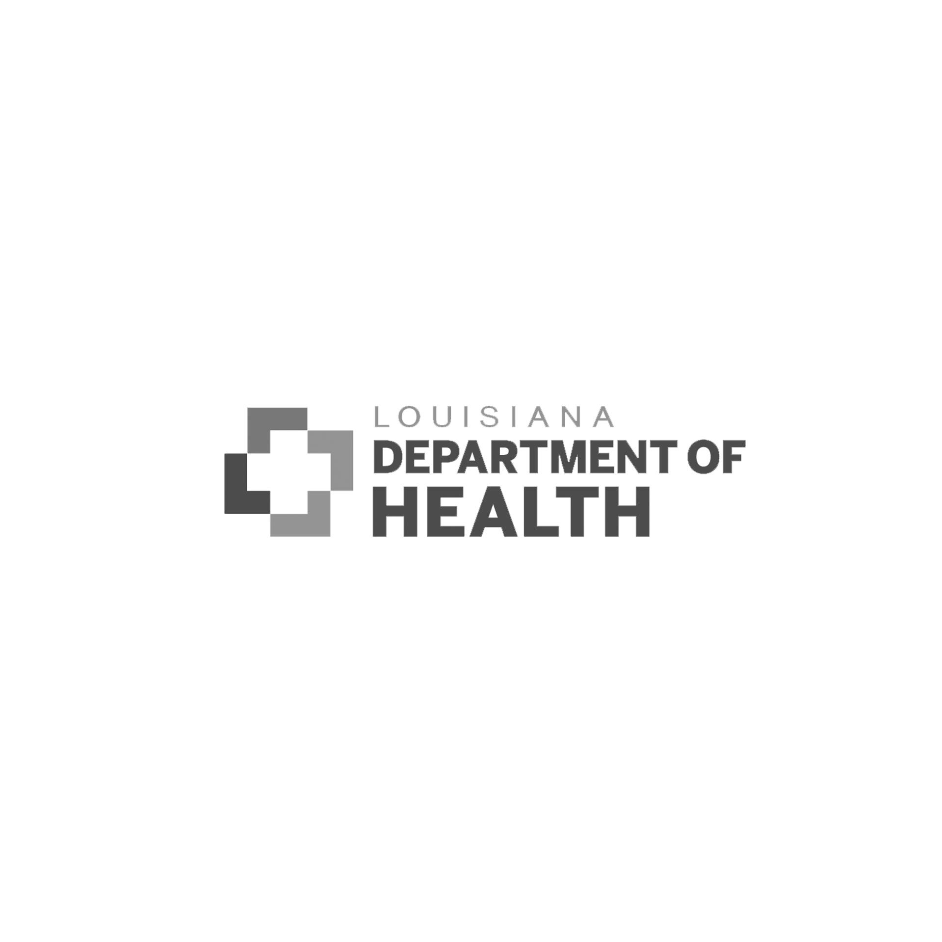 The logo for the louisiana department of health is black and white.