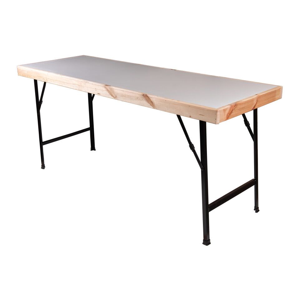 Folding canteen tables with melamine top bench