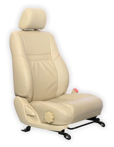 A beige leather car seat