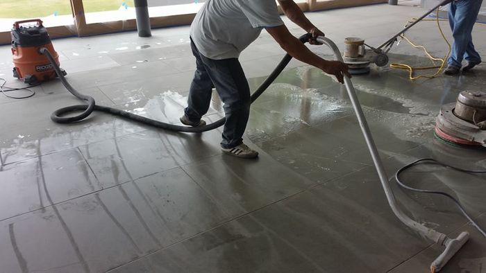 man polishing the floor