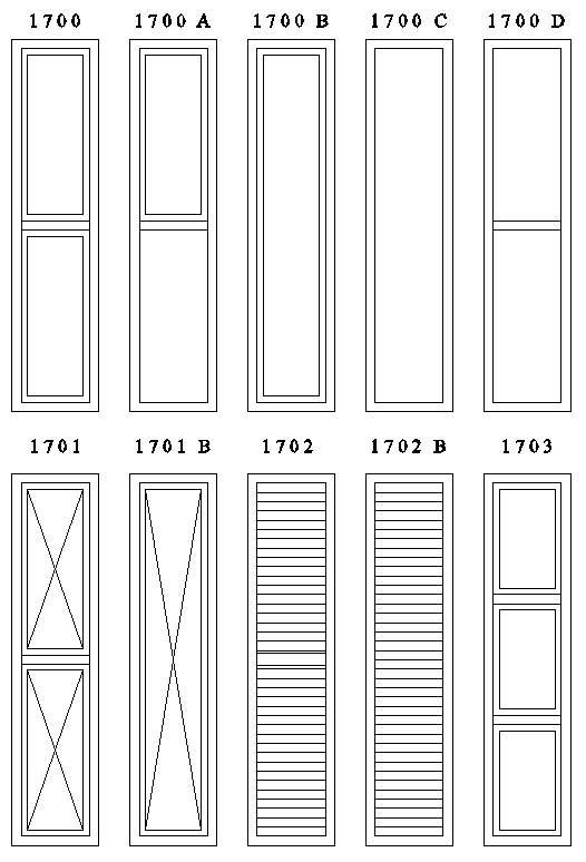 Un dessin en noir et blanc de différents types de volets.