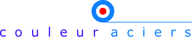 Le logo des couleuraciers a un cercle bleu avec un centre rouge