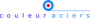 Le logo des couleuraciers a un cercle bleu avec un centre rouge