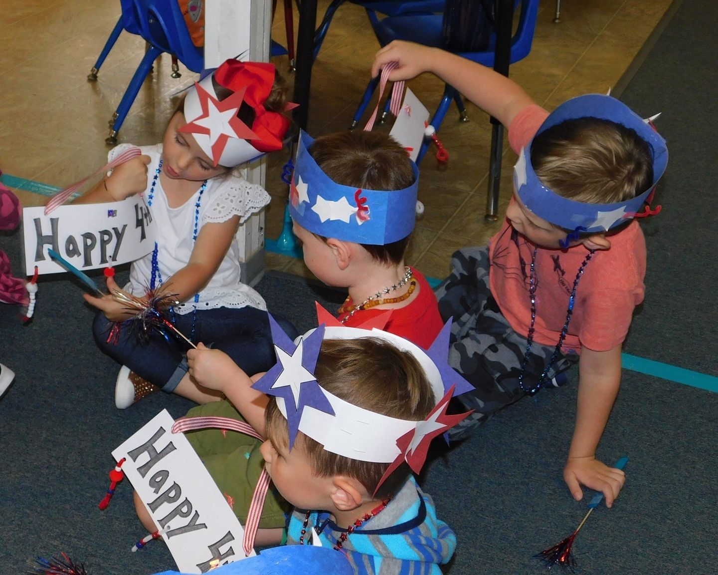 Children in patriotic headband