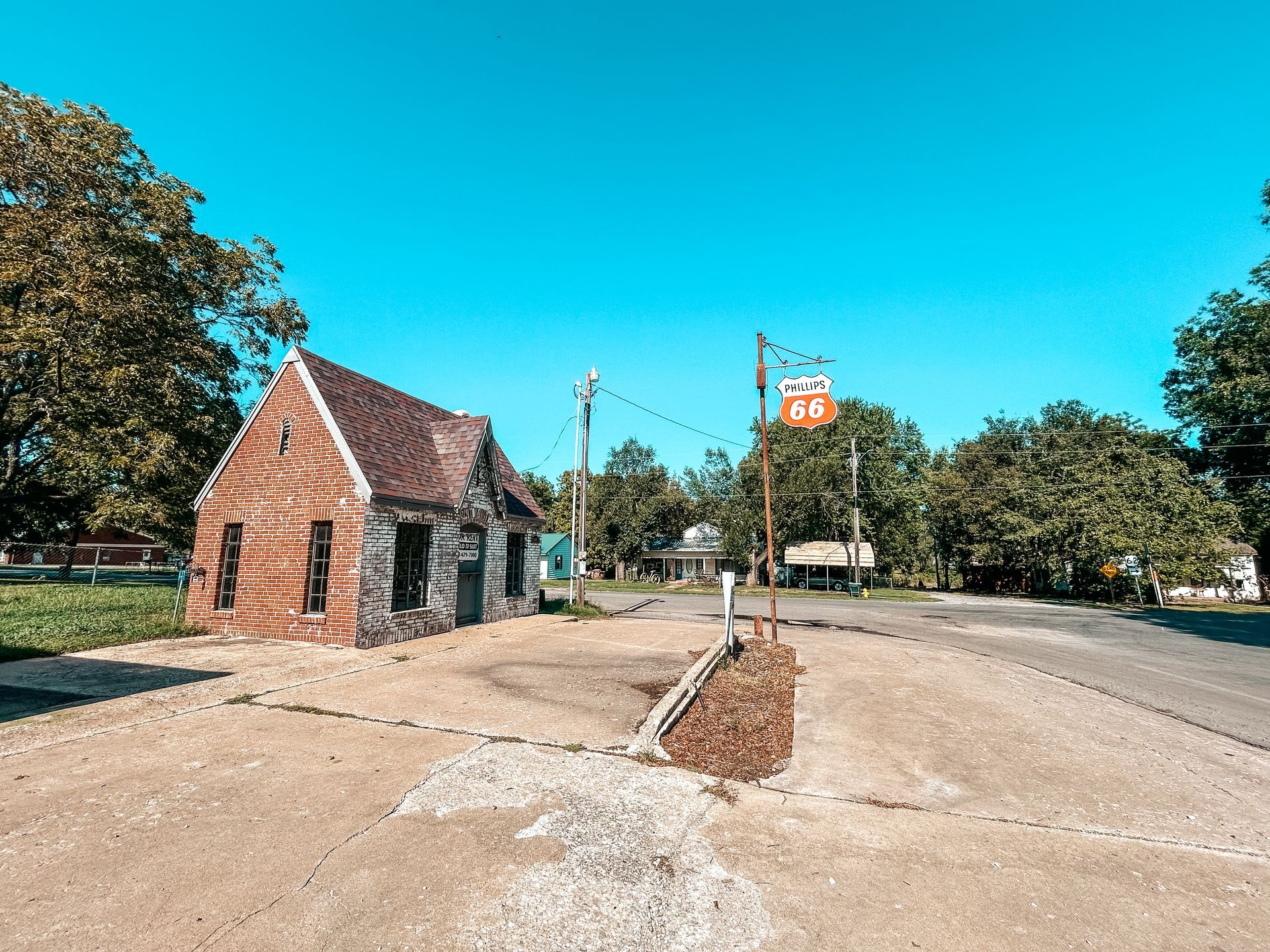 Photo of a small historic building in Westville, Oklahoma