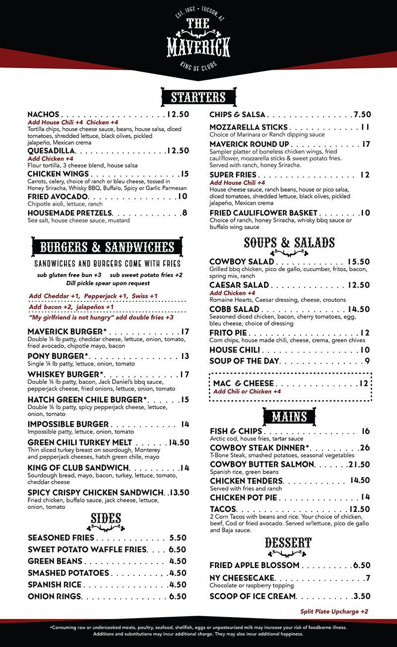 The Maverick Menu