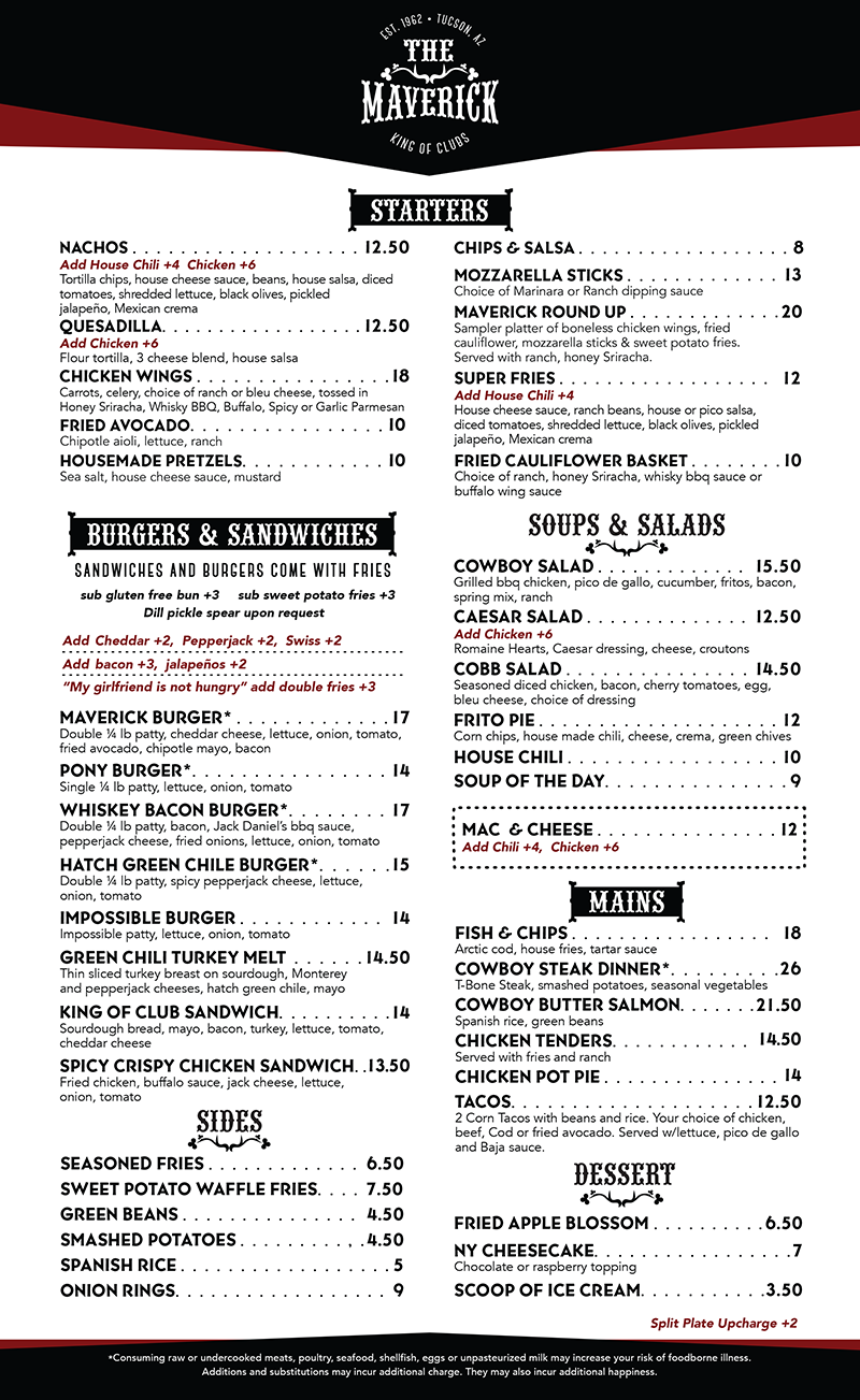The Maverick Menu
