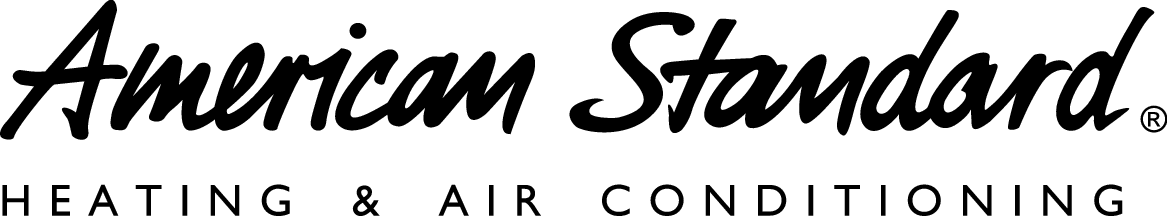 The logo for american standard heating and air conditioning is black and white.