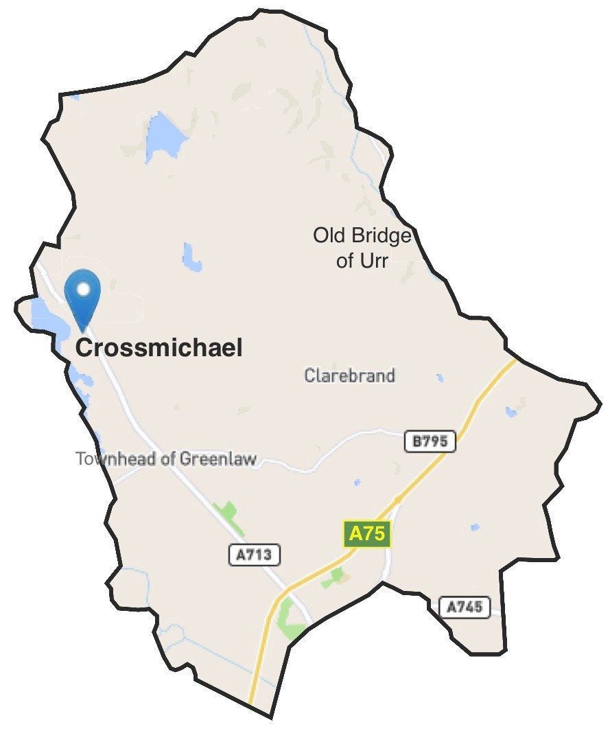 Map of the area covered by Crossmichael Community Council