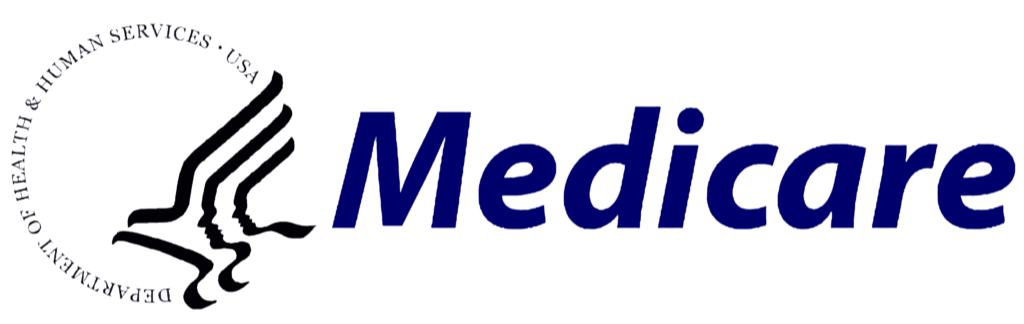 Medicare logo with the Department of Health and Human Services seal. Blue text on a white background.