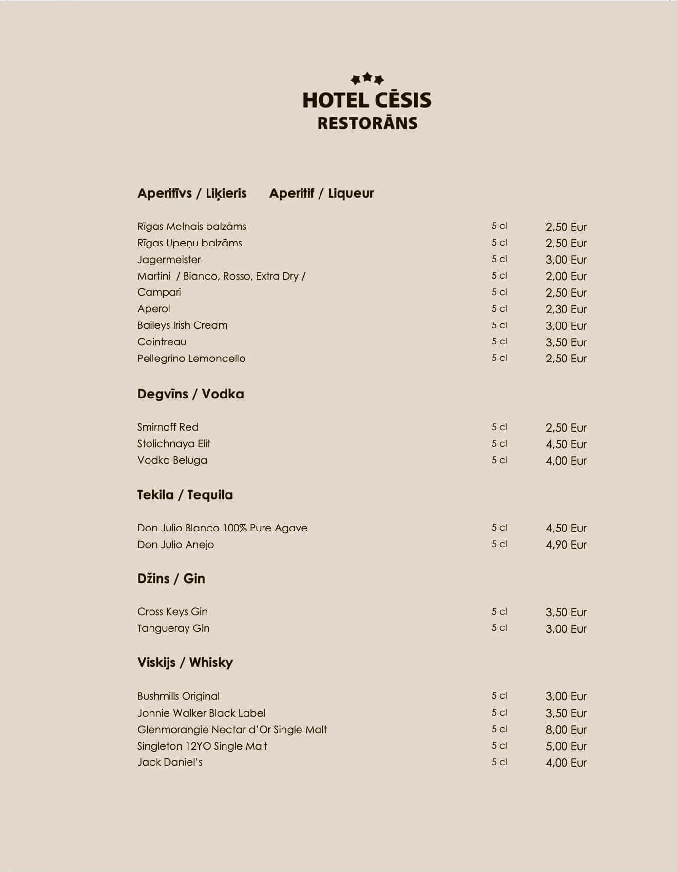 Restaurant menu - HOTEL CĒSIS - 9