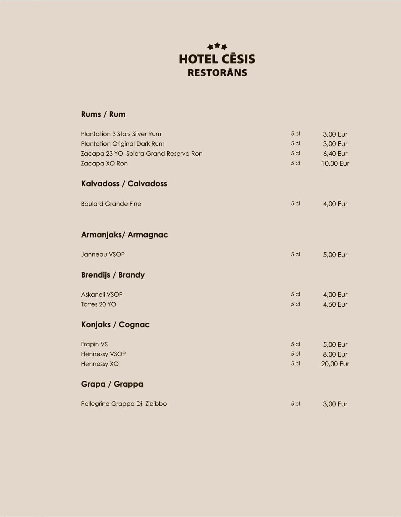 Restaurant menu - HOTEL CĒSIS - 10