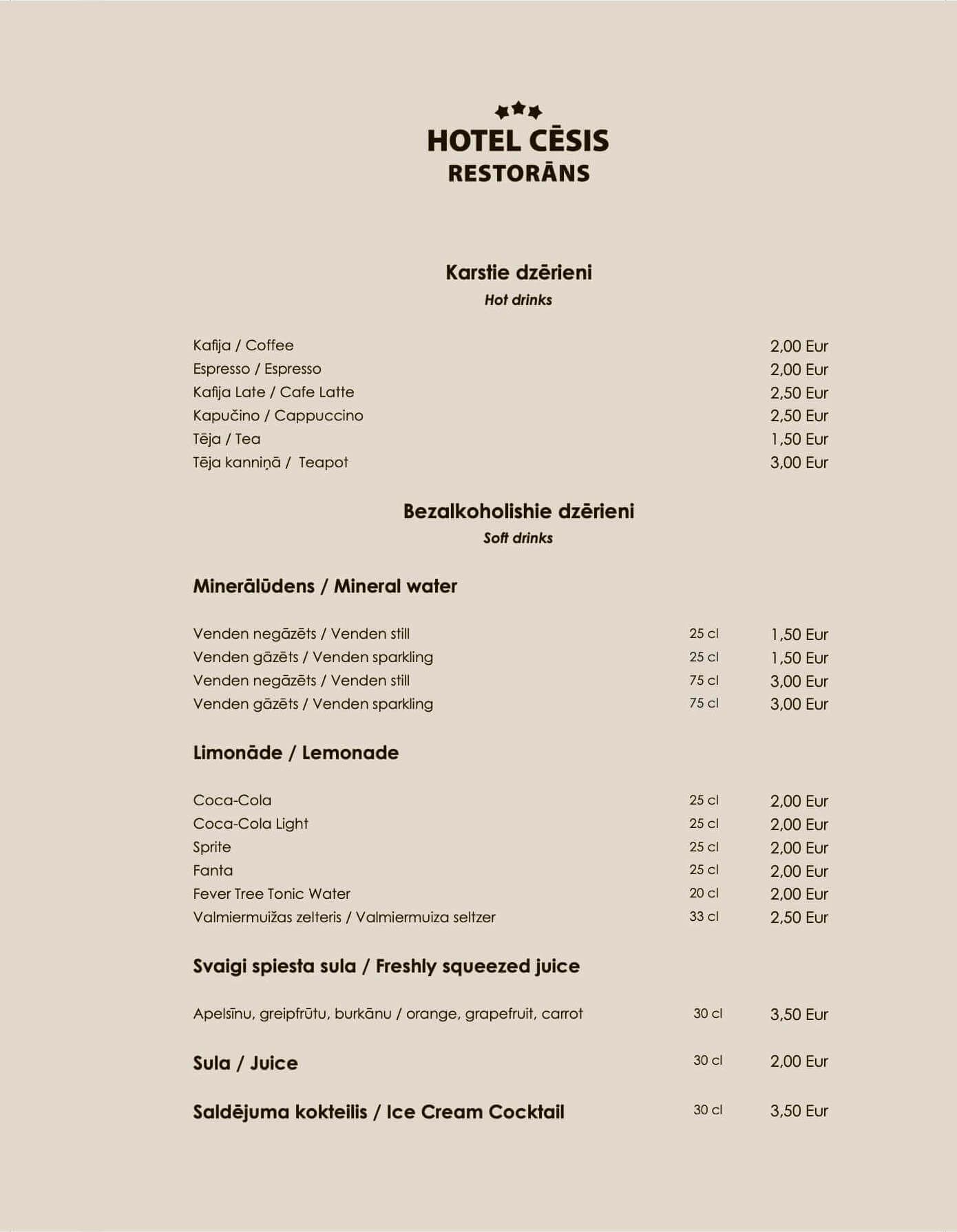 Restaurant menu - HOTEL CĒSIS - 13