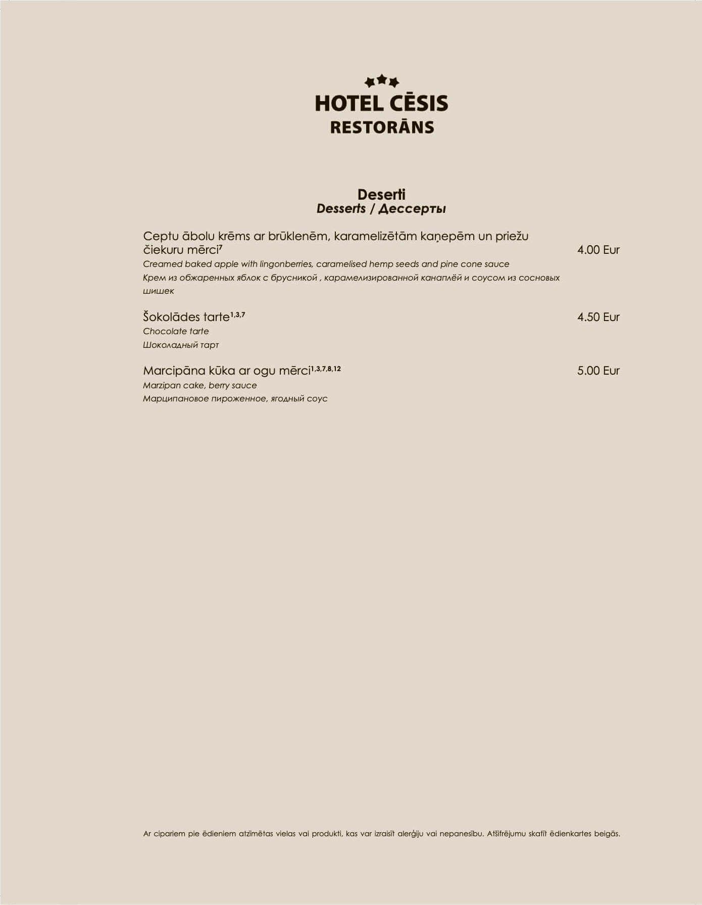 Restaurant menu - HOTEL CĒSIS - 4