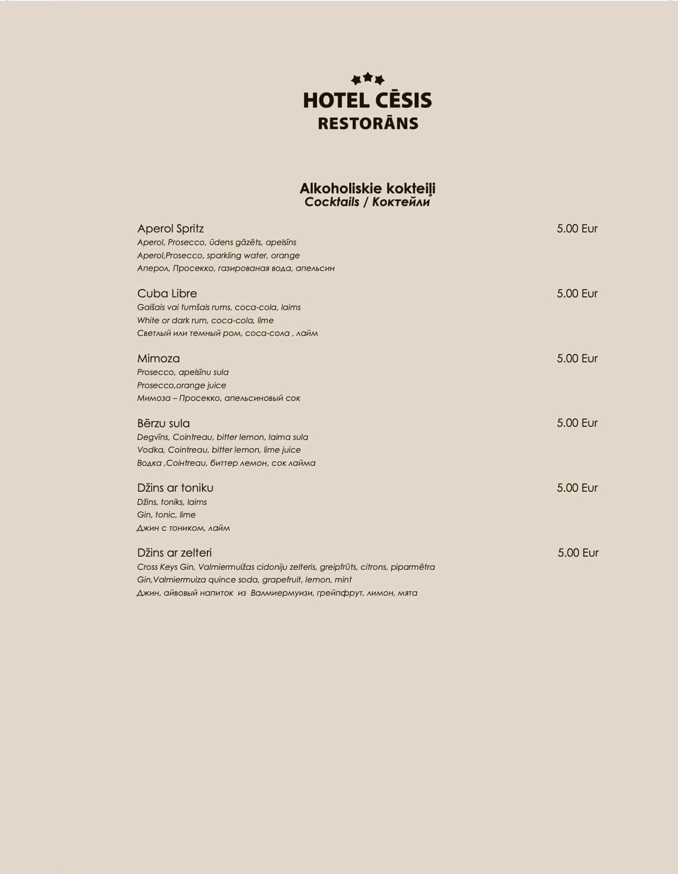 Restaurant menu - HOTEL CĒSIS - 11