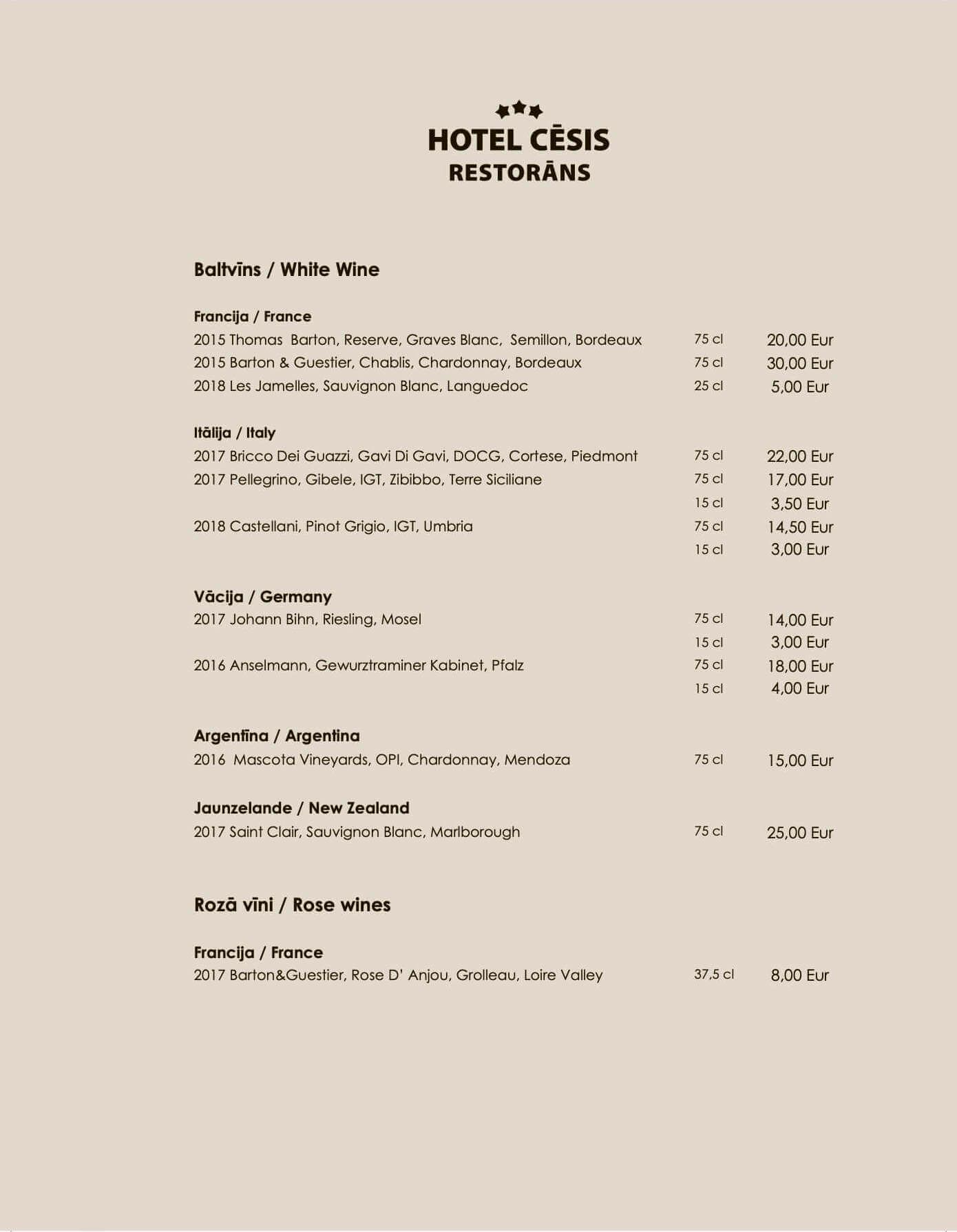 Restaurant menu - HOTEL CĒSIS - 6