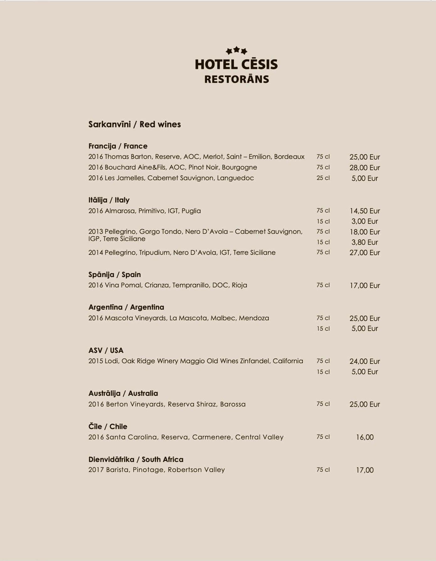 Restaurant menu - HOTEL CĒSIS - 7