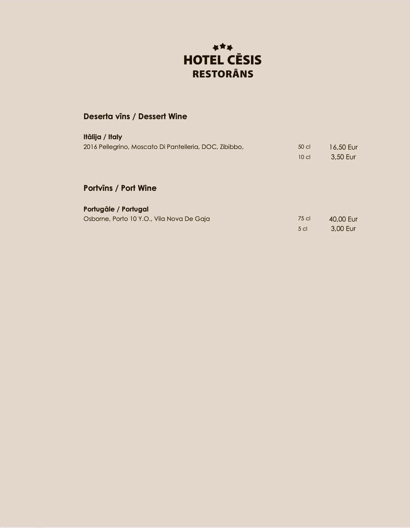 Restaurant menu - HOTEL CĒSIS - 8