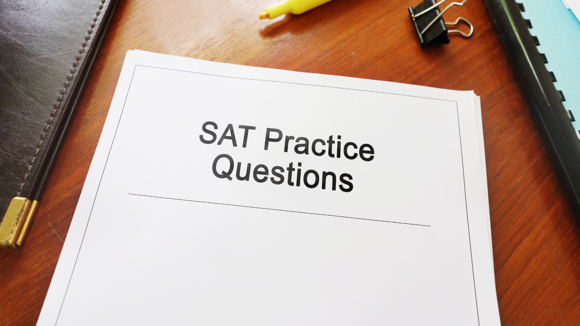 A piece of paper that says sat practice questions on it
