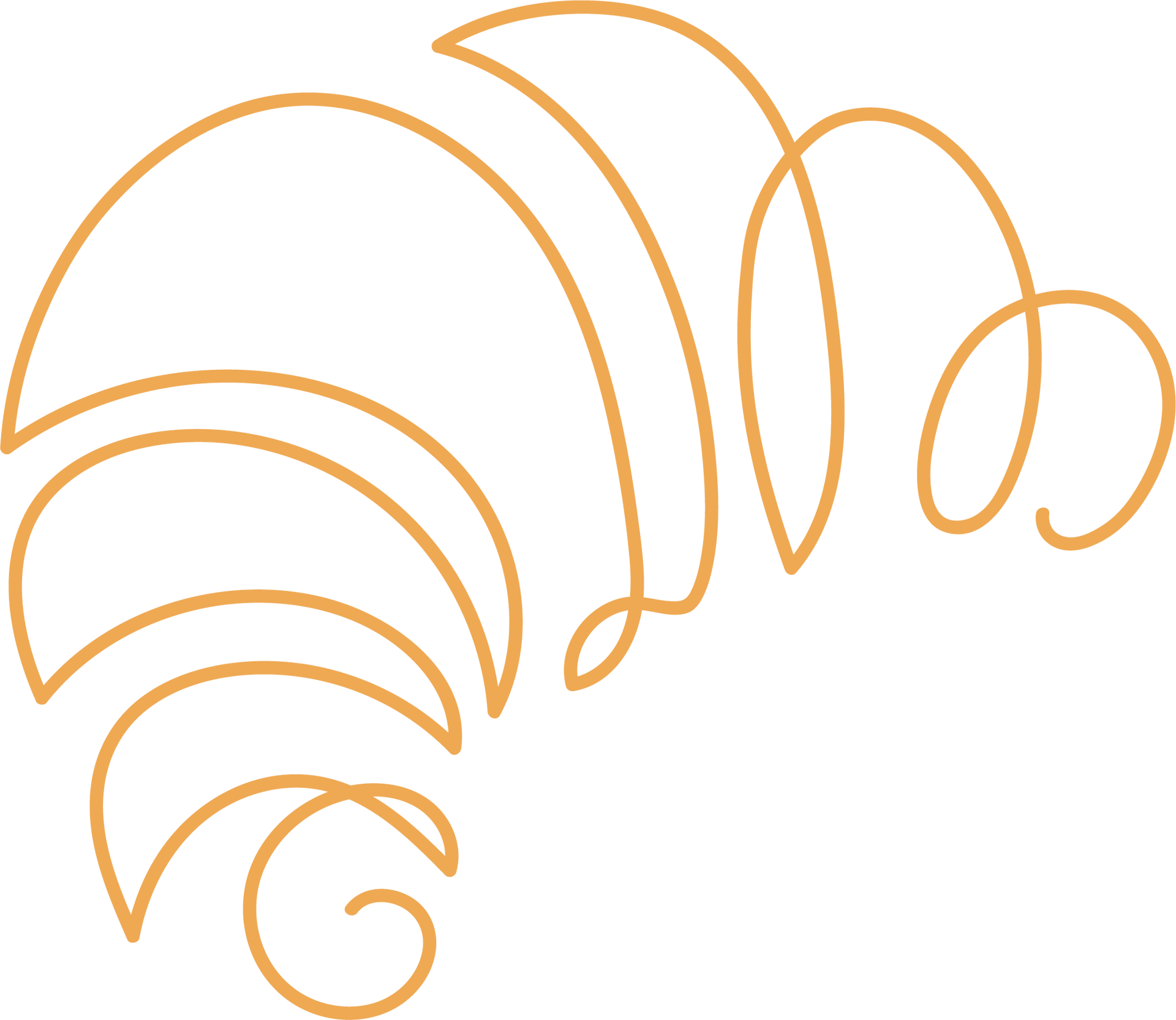 Contorno di un croissant, di colore marrone chiaro.