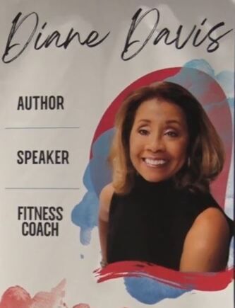 a poster for diane davis shows her as an author speaker and fitness coach