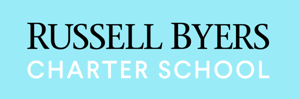 Russell Byers charter school logo on a blue background
