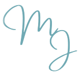 Teal script initials 