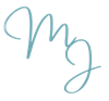 Teal script initials 