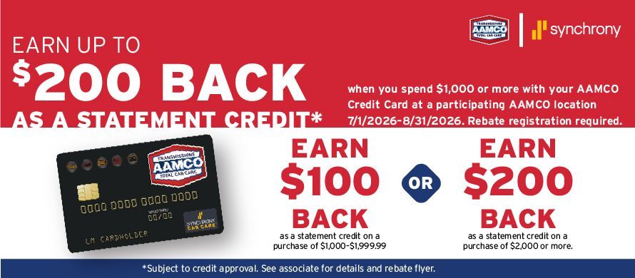 Red bank promo banner offering up to $200 back as a statement credit on AMEX and Synchrony cards