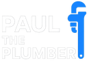 Logo for Paul the Plumber: white text, blue wrench icon.