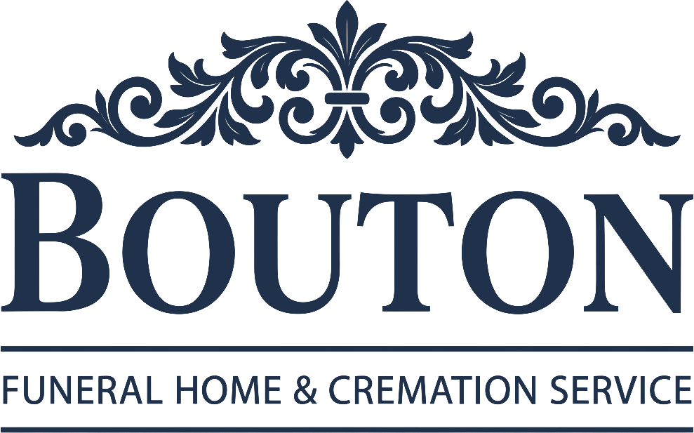 Logo for Bouton Funeral Home & Cremation Service featuring a dark blue lighthouse icon above the company name.