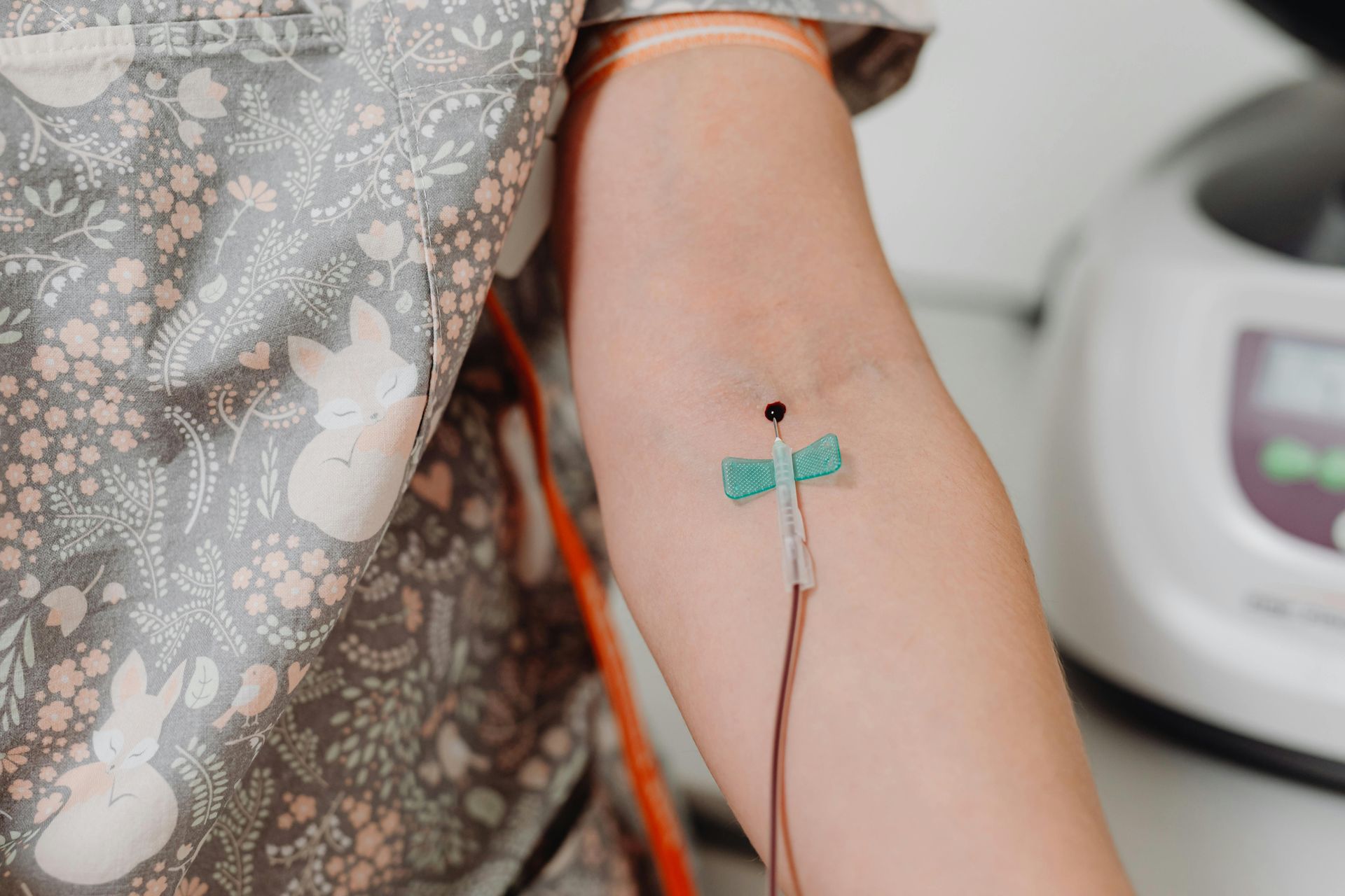A patient having blood drawn