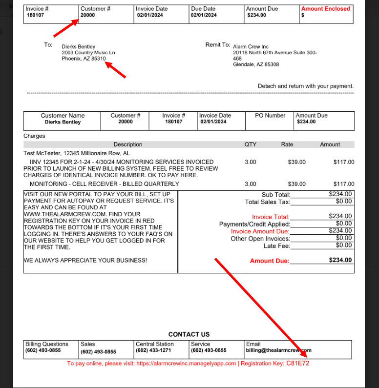 A screenshot of a bill showing the amount due