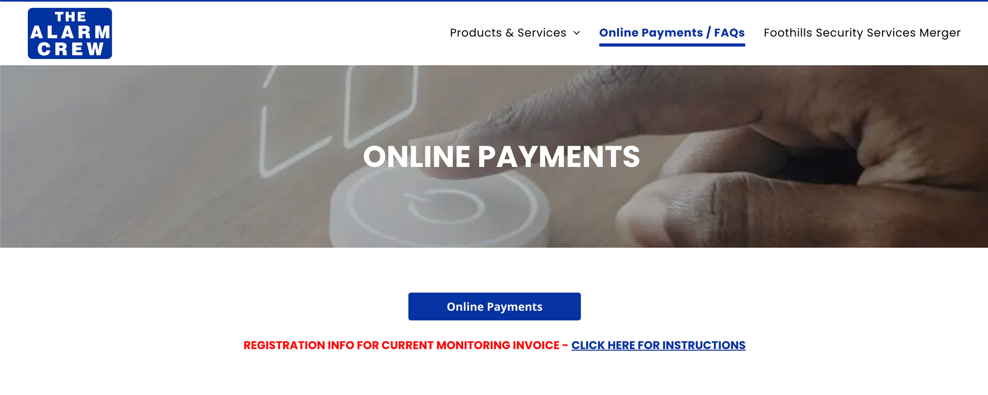 A screenshot of a website that says online payments