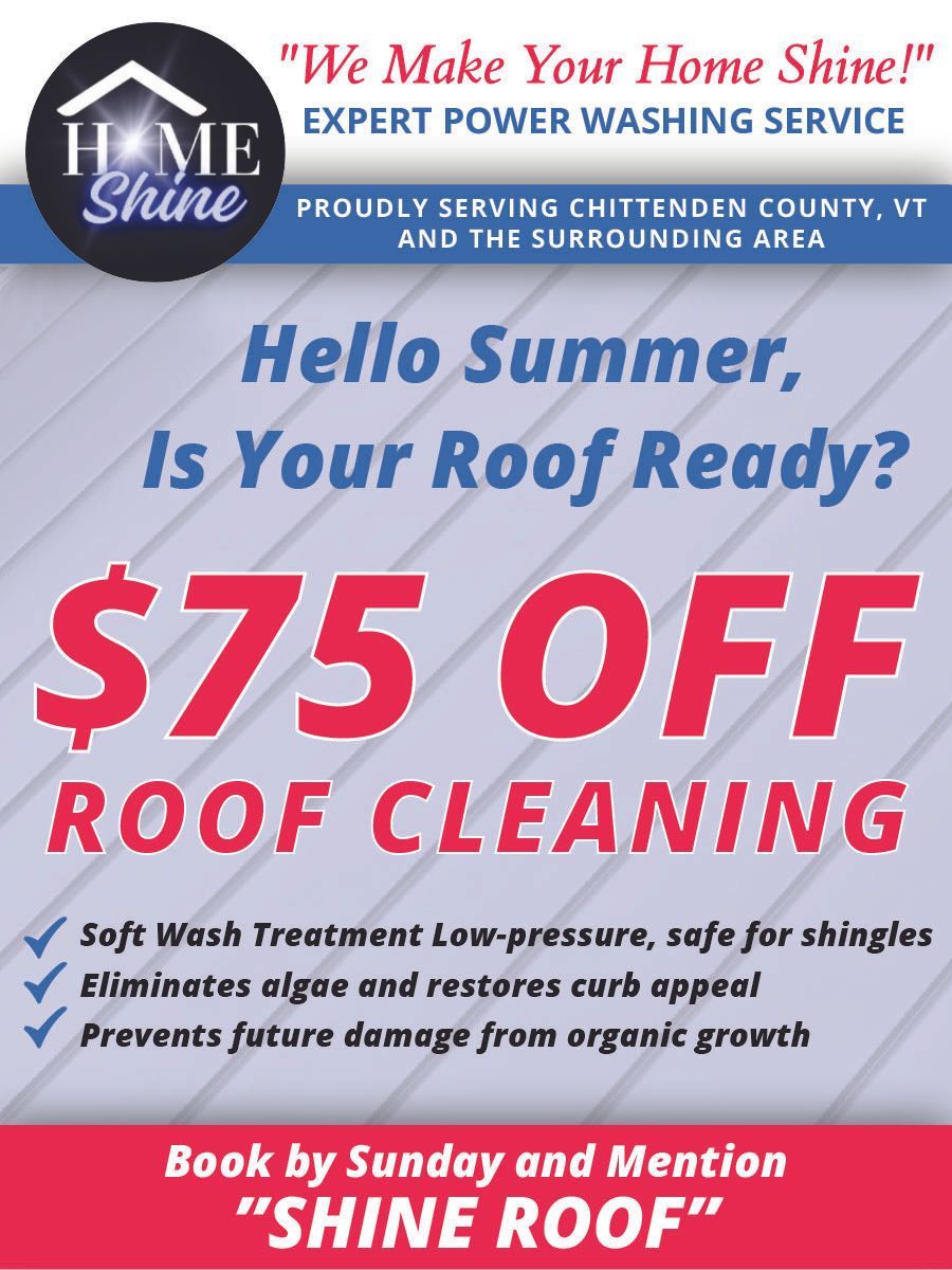 A poster that says $ 75 off roof cleaning