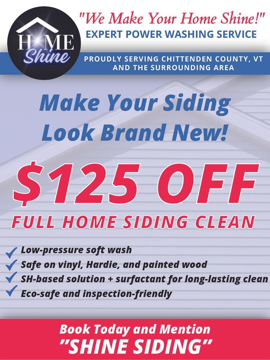 A poster that says make your siding look brand new $ 125 off full home siding clean
