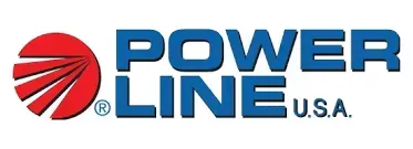 A blue and red logo for power line usa