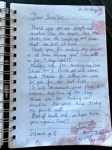 A notebook is open to a page that says dear jennifer