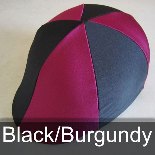 A black and burgundy hat with the words black / burgundy below it