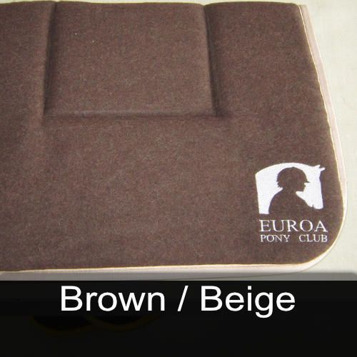 A brown and beige euroa pony club saddle pad