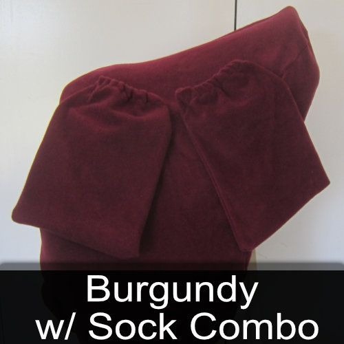 A pair of burgundy w / sock combo