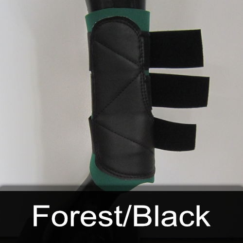 A pair of forest / black boots on a mannequin