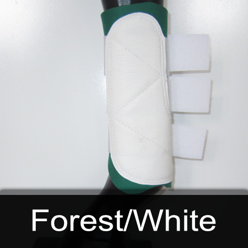 A green and white boot with the words forest / white below it