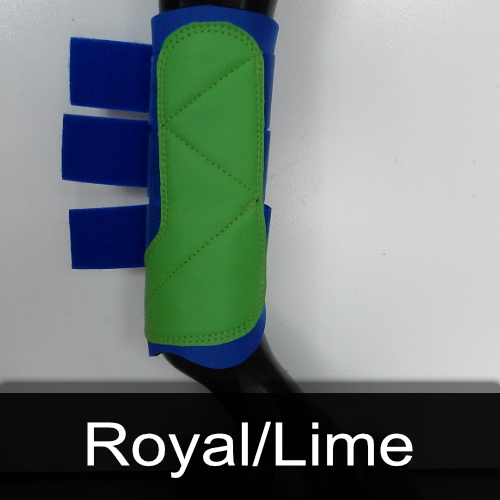 A green and blue boot with the words royal / lime below it