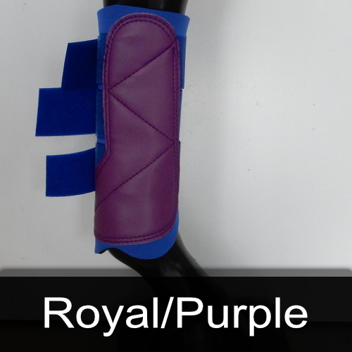 A purple and blue boot with the words royal / purple below it