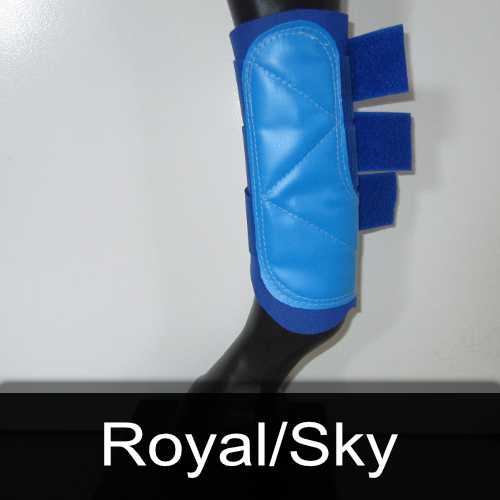 A blue boot that says royal / sky on it